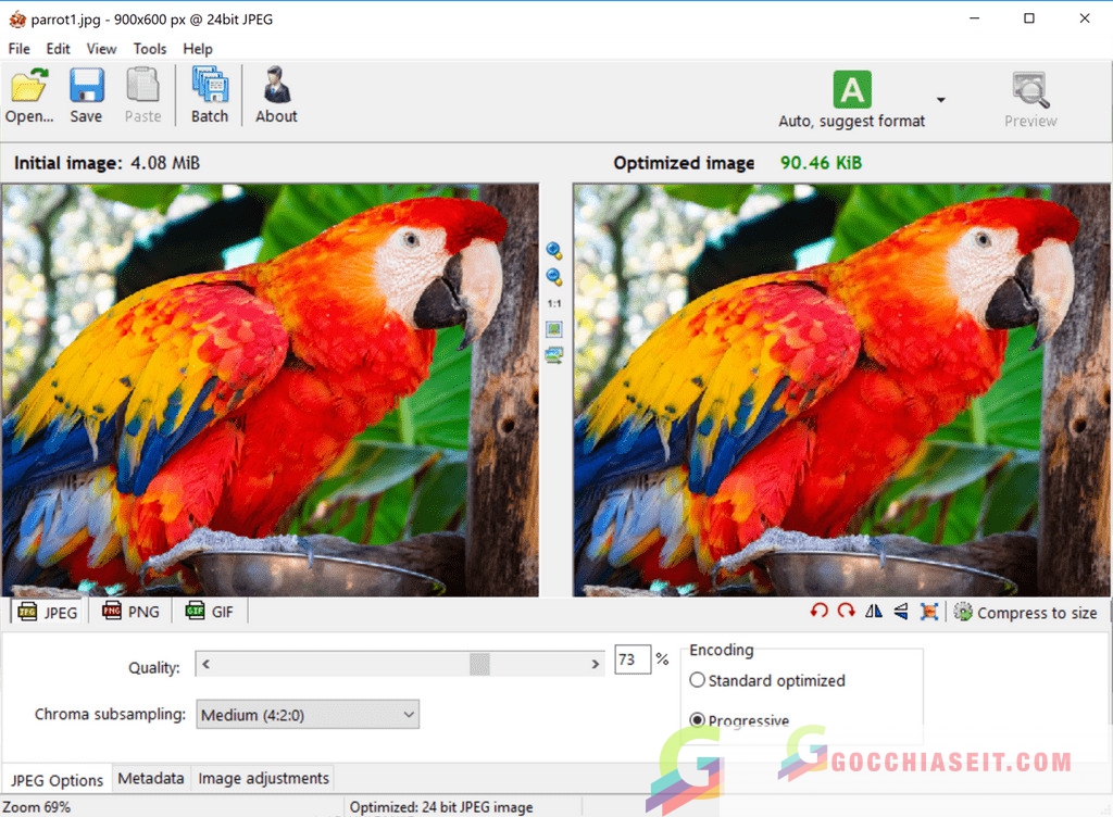 Phần mềm giảm dụng lượng ảnh Radical Image Optimize Tool