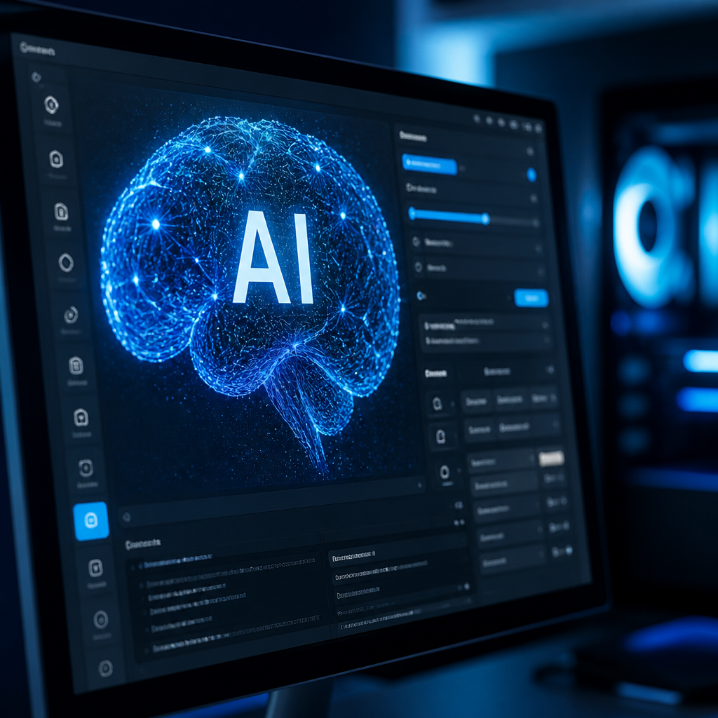 Người dùng đang trải nghiệm phần mềm AI miễn phí PC 2026 trên máy tính của mình.